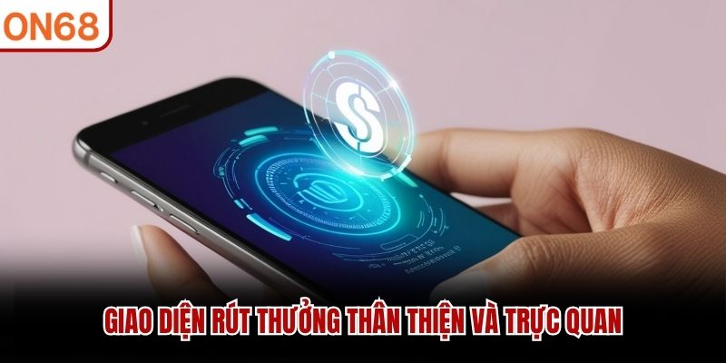 Giao diện rút thưởng thân thiện và trực quan rút tiền on68